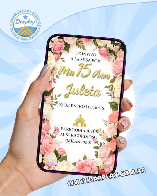 Invitación Digital 15 Años Misa Floral