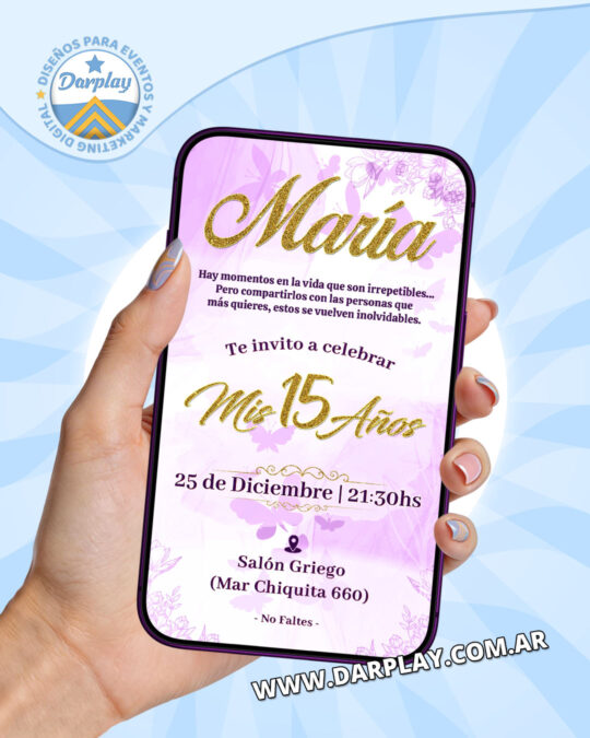 Invitación Digital 15 Años Violeta Dorado