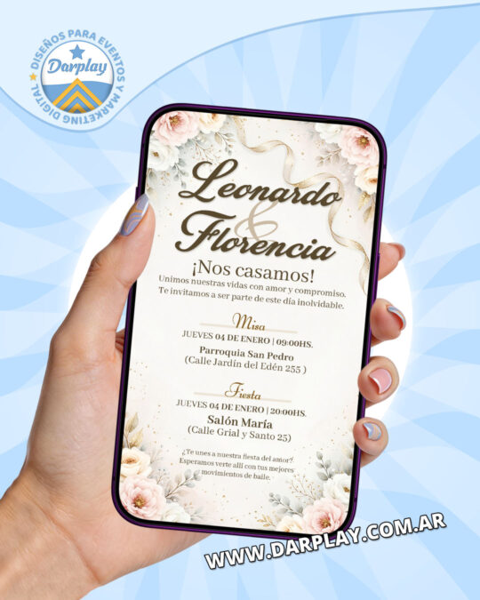 Invitación Digital Boda Elegante