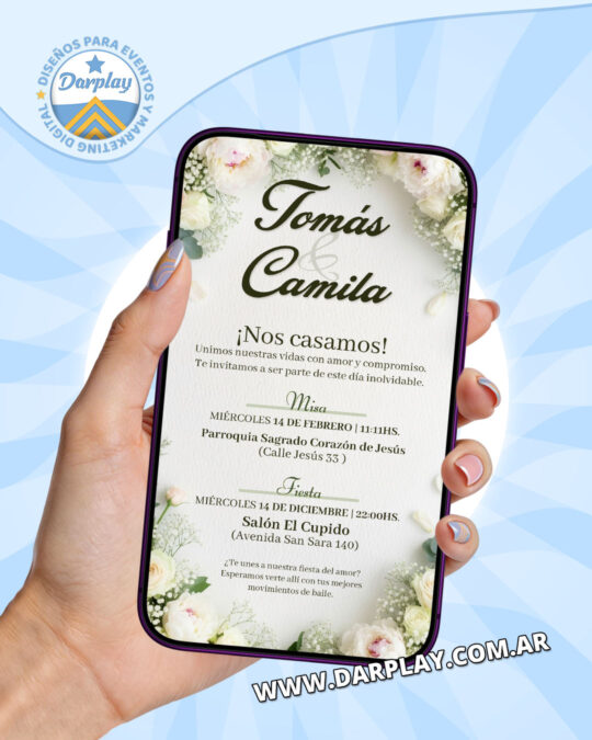 Invitación Digital Boda Floral
