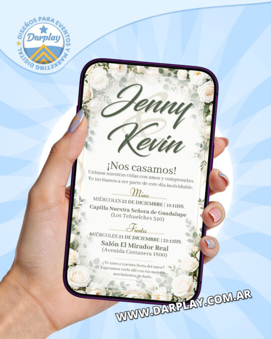 Invitación Digital Boda Verde Oliva