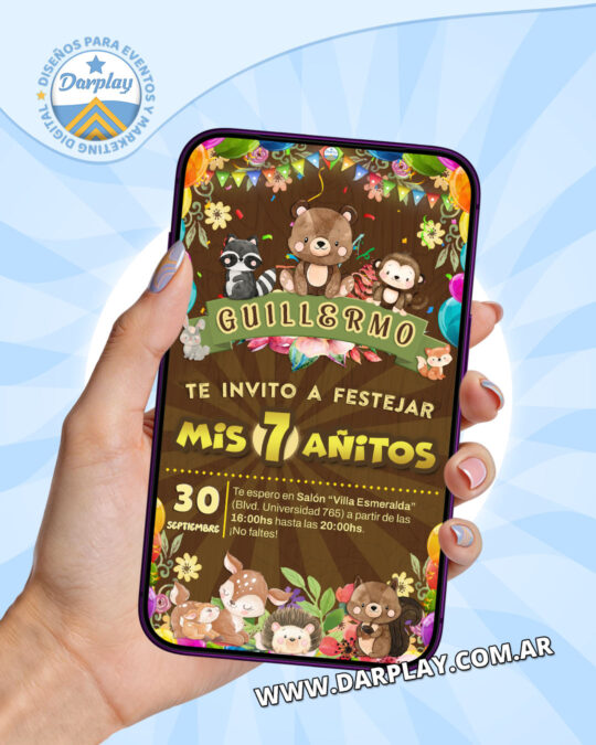Invitación Digital Animales del Bosque