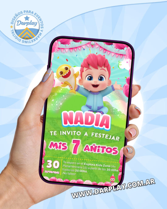 Invitación Digital Bebefinn para Niña