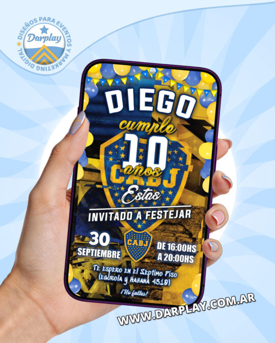 Invitación Digital Boca Juniors Escudo