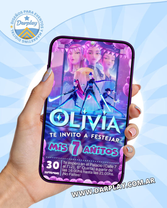 Invitación Digital Guerreras Kpop Cazadoras