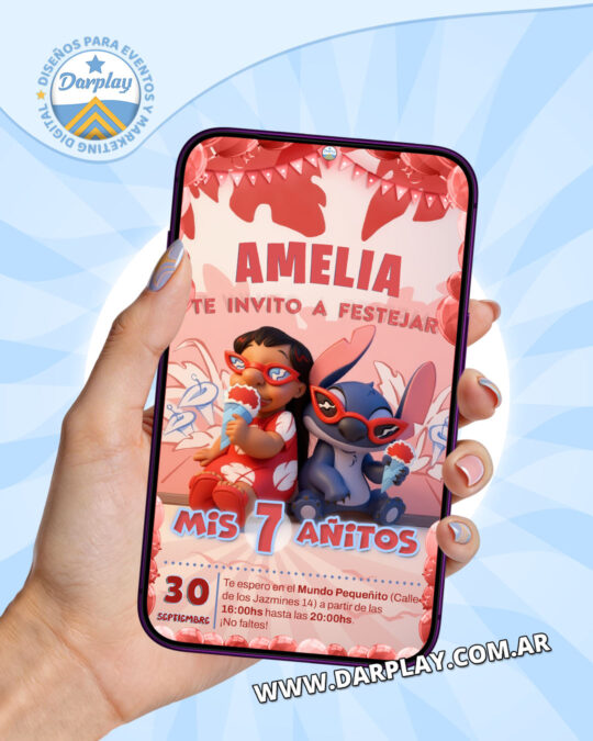 Invitación Digital Lilo y Stitch