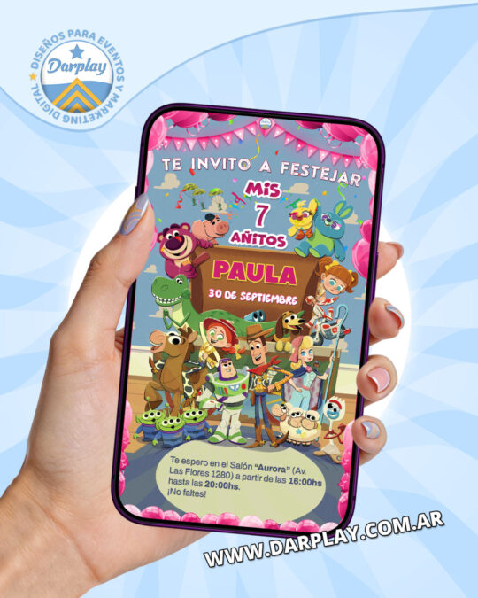 Invitación Digital Toy Story para Niña