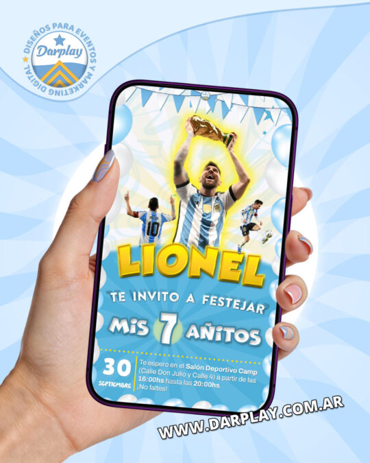 Invitación Digital Messi Argentina Campeón