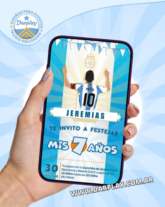 Invitación Digital Messi Argentina Dibujo